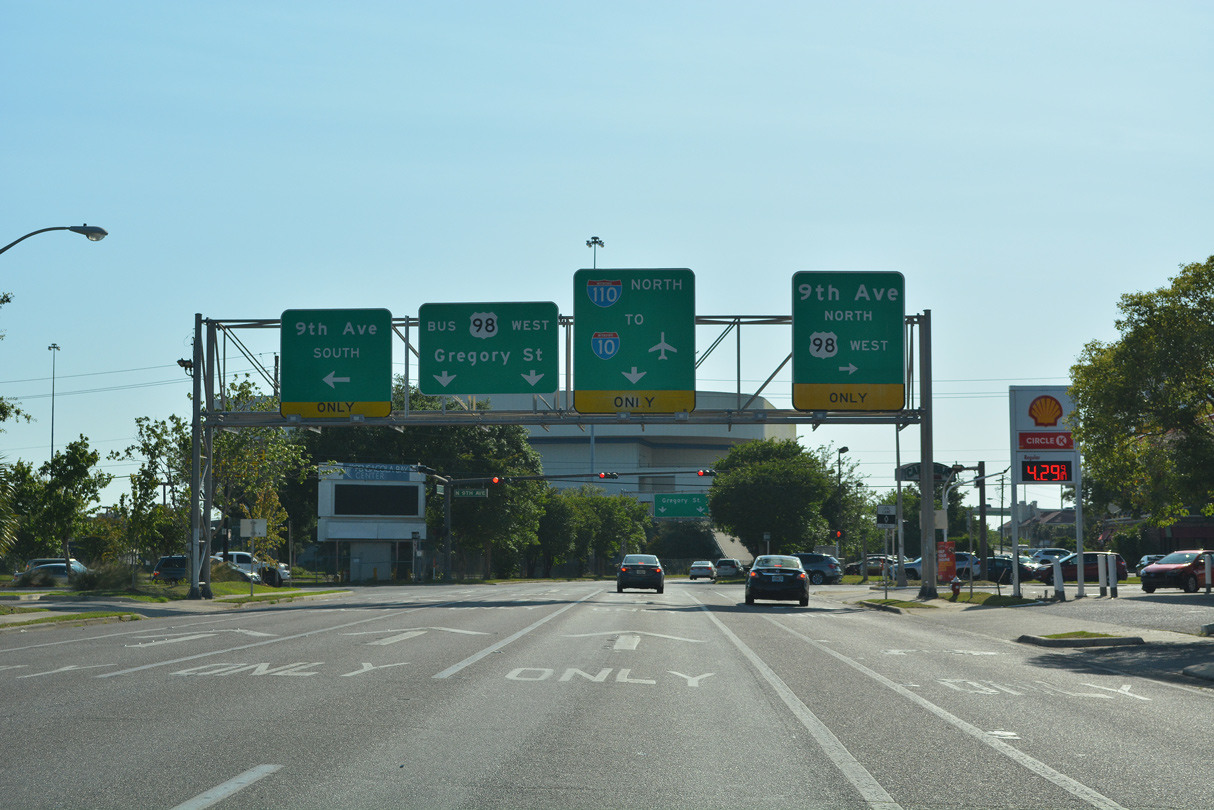 US 98 west at US 98B/I-110 - Pensacola, FL