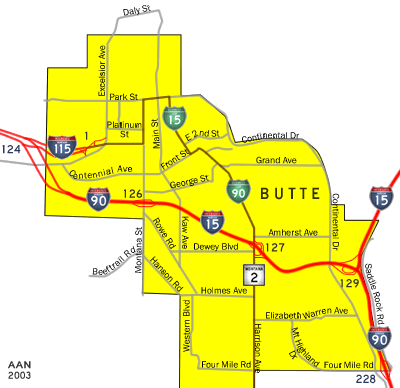 Map of Butte, Montana