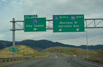 I-15 North / I-90 East at Interstate 115 in Butte, Montana