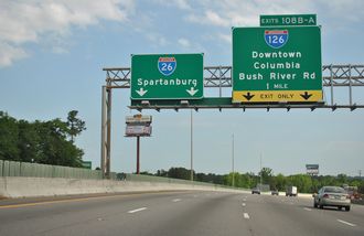 I-26 west at I-126/US 76 - Columbia, SC