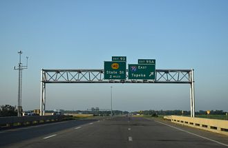 US 81 south at I-70/135-US 40 - Elm Creek Twp, KS