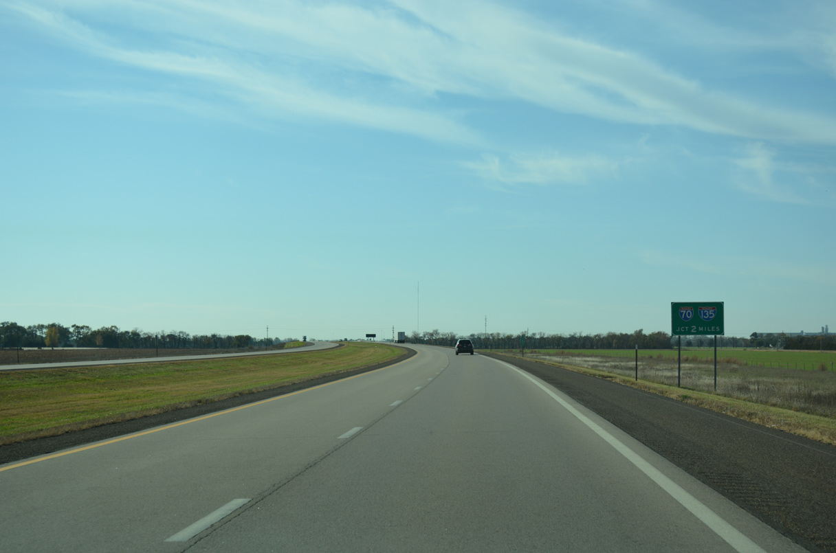 US 81 south at I-70/135-US 40 - Elm Creek Twp, KS
