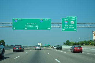 I-40/75 West at Interstate 140 in Knoxville, Tennessee