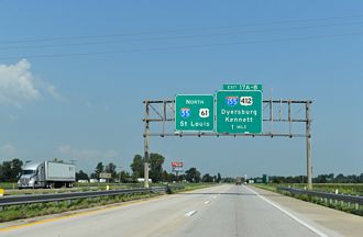 I-55/US 61 north at I-155/US 412 - Hayti, MO