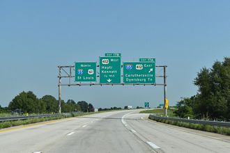 I-55/US 61 north at I-155/US 412 - Hayti, MO