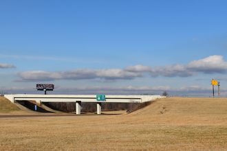Interstate 155 end sign at U.S. 51 in Dyersburg, Tennessee
