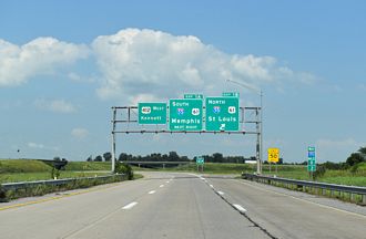 I-155/US 412 west at I-55/US 61 - Hayti, MO
