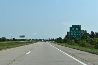 US 412 east at I-55/155-US 61 - Hayti, MO