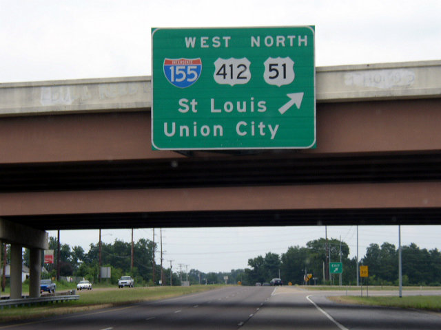 US 51 north at I-155/US 412 - Dyersburg, TN