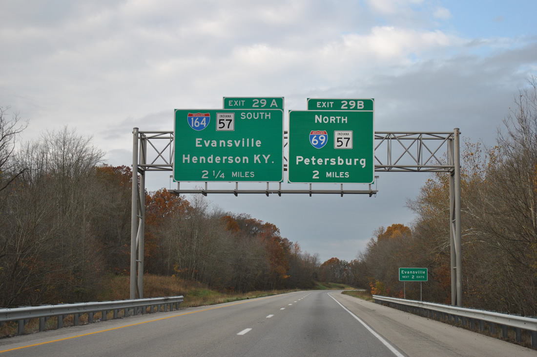 I-64 west at I-69/164-SR 57 - Elberfeld, IN