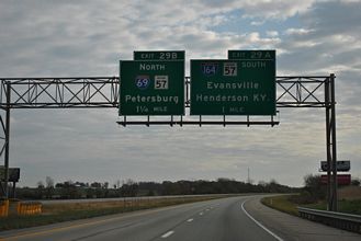 I-64 east at I-69/164-SR 57 - Warrenton, IN