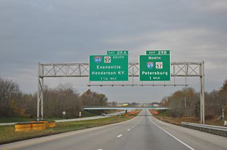 I-64 west at I-69/164-SR 57 - Elberfeld, IN