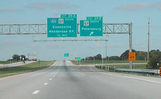 I-64 west at I-164/SR 57 - Elberfeld, IN