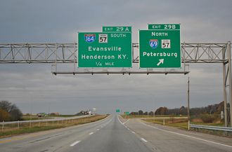 I-64 west at I-69/164-SR 57 - Elberfeld, IN