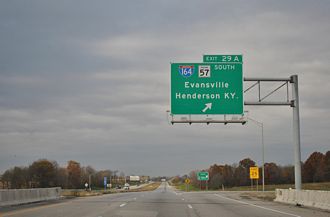 I-64 west at I-69/164-SR 57 - Elberfeld, IN