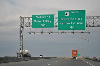I-164 west at US 41 - Evansville, IN