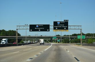 I-65 North at Interstate 165 in Prichard, Alabama