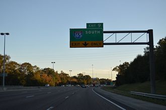 I-65 south at I-165 - Chickasaw, AL