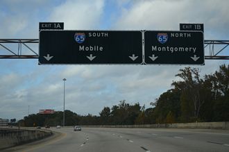 I-165 north at I-65 - Prichard, AL
