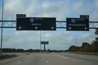 I-165 north at I-65 - Prichard, AL