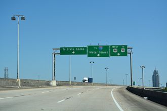 I-165/US 90 south at Water St - Mobile, AL