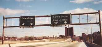 U.S. 40 east at Martin Luther King Boulevard in Baltimore, Maryland