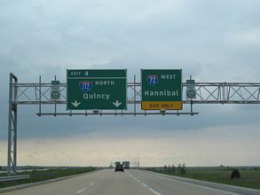 I-72/US 36 west at I-172 - Hull, IL