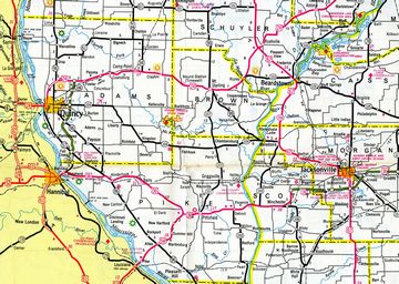 The freeway along IL 336 completed within Adams County – 1983-84 Illinois Official Highway Map