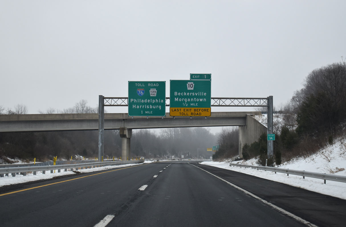 I-176 south at I-76/PA 10 - Morgantown, PA