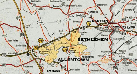 Fired up the scanner and added two maps showing the proposed alignment of Interstate 178 into Allentown, Pennsylvania.