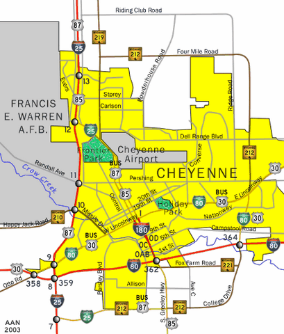 Cheyenne, Wyoming Map
