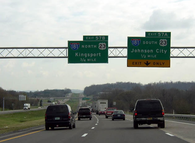 I-81 north at I-181/US 23 - Kingsport, TN