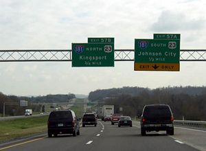 I-81 north at I-181/US 23 - Kingsport, TN