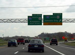 I-81 north at I-181/US 23 - Kingsport, TN