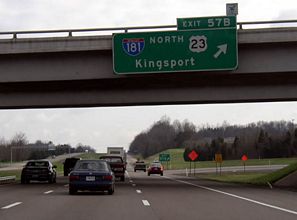 I-81 north at I-181/US 23 - Kingsport, TN