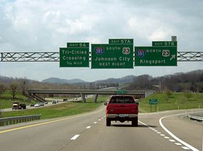 I-81 South at former Interstate 181 near Colonial Heights, Tennessee