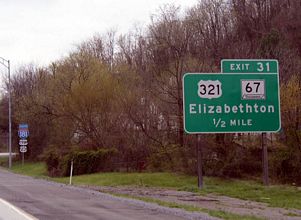 I-181/US 19W-23 south at US 321/SR 67 - Johnson City, TN