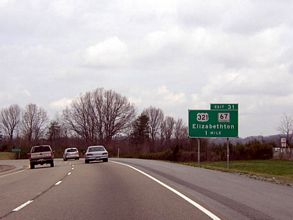 US 19W/23 north at I-181/US 321-SR 67 - Johnson City, TN