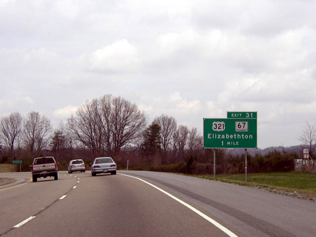 US 19W/23 north at I-181/US 321-SR 67 - Johnson City, TN