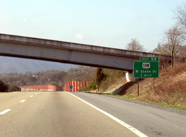US 23 south at I-181/US 11W - Kingsport, TN