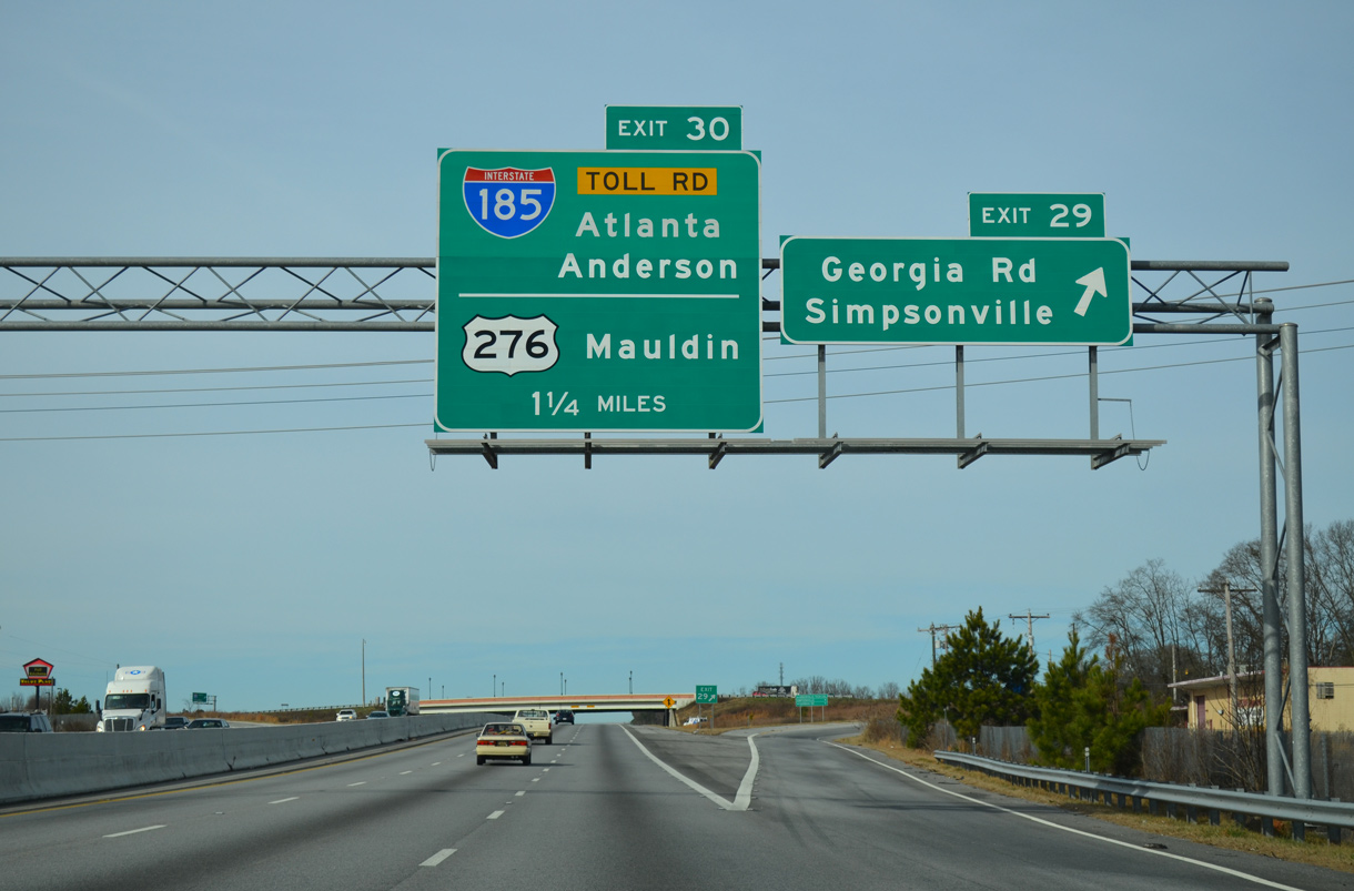 I-385 north at I-185/US 276 - Mauldin, SC
