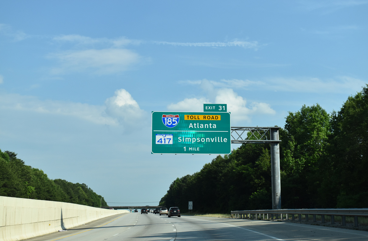 I-385 south at I-185 - Mauldin, SC