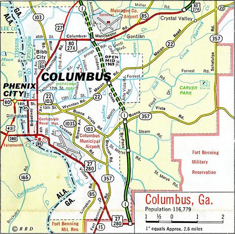 Columbus, GA - 1969 Map