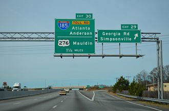 I-385 north at I-185/US 276 - Mauldin, SC