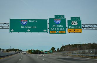 I-385 north at I-185/US 276 - Mauldin, SC