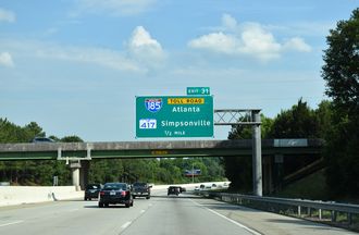 I-385 south at I-185 - Mauldin, SC