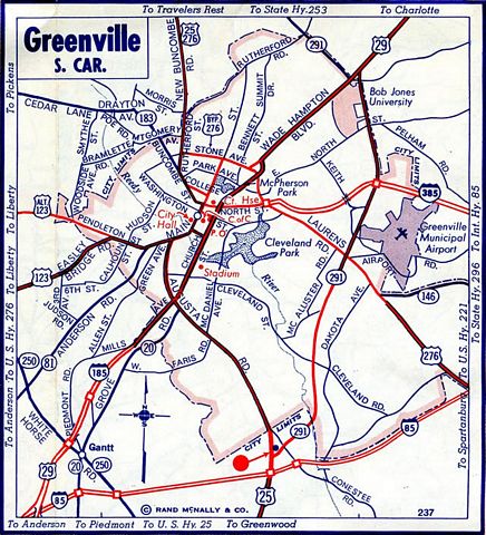 Greenville, SC - 1966 Map