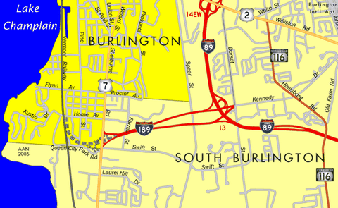 I-189 South Burlington, VT Map