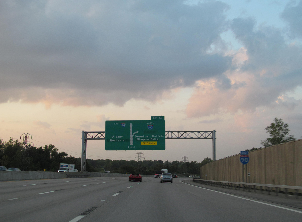 I-90/NYS Thruway east one mile ahead of I-190 in West Seneca.