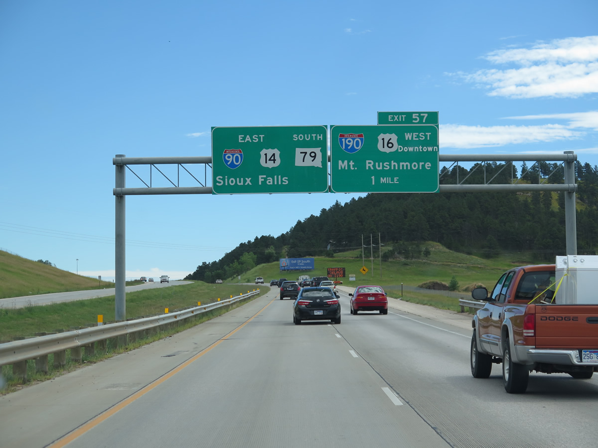 I-90/US 14 east at I-190/US 16 - Rapid City, SD